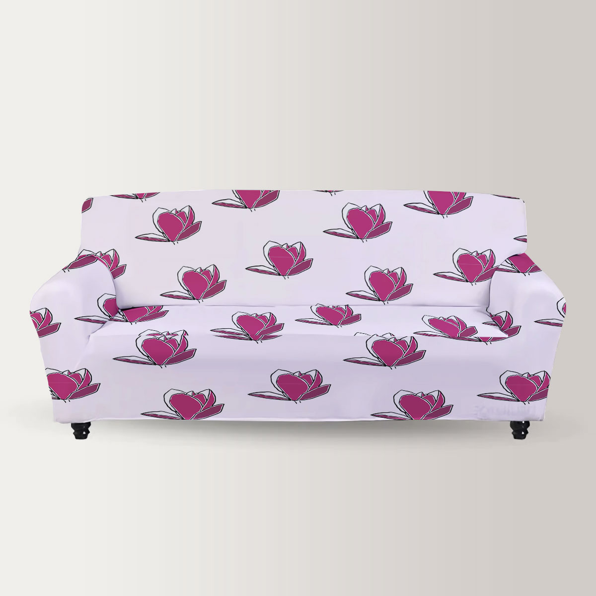 Hot Pink Magnolia Flower Sofa Cover