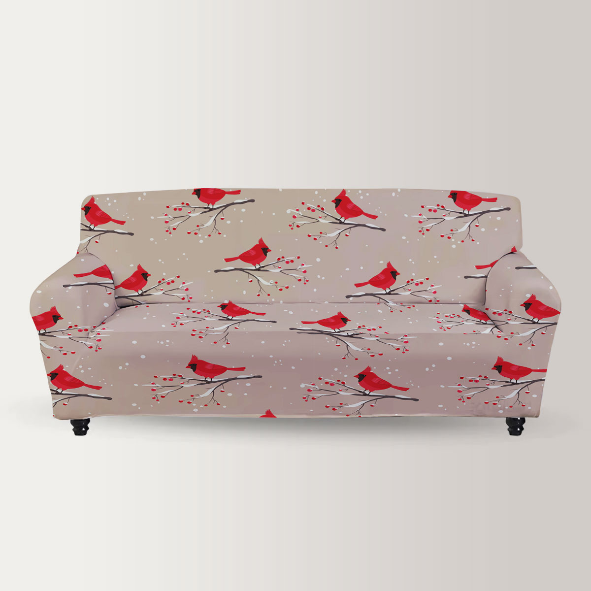 Little Cardinal In Snow Sofa Cover