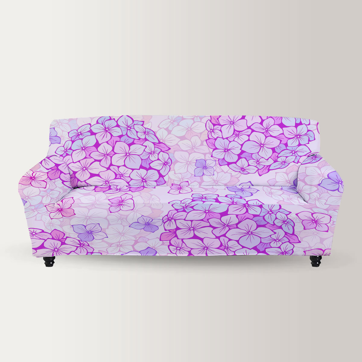 Pastel Hydrangea Flowers Sofa Cover