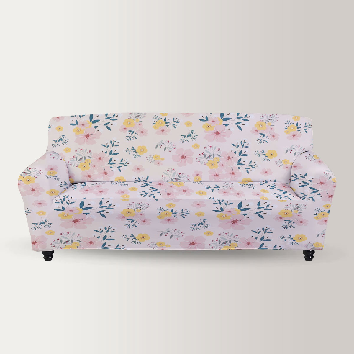 Pink And Yellow Flower Seamless Pattern Sofa Cover