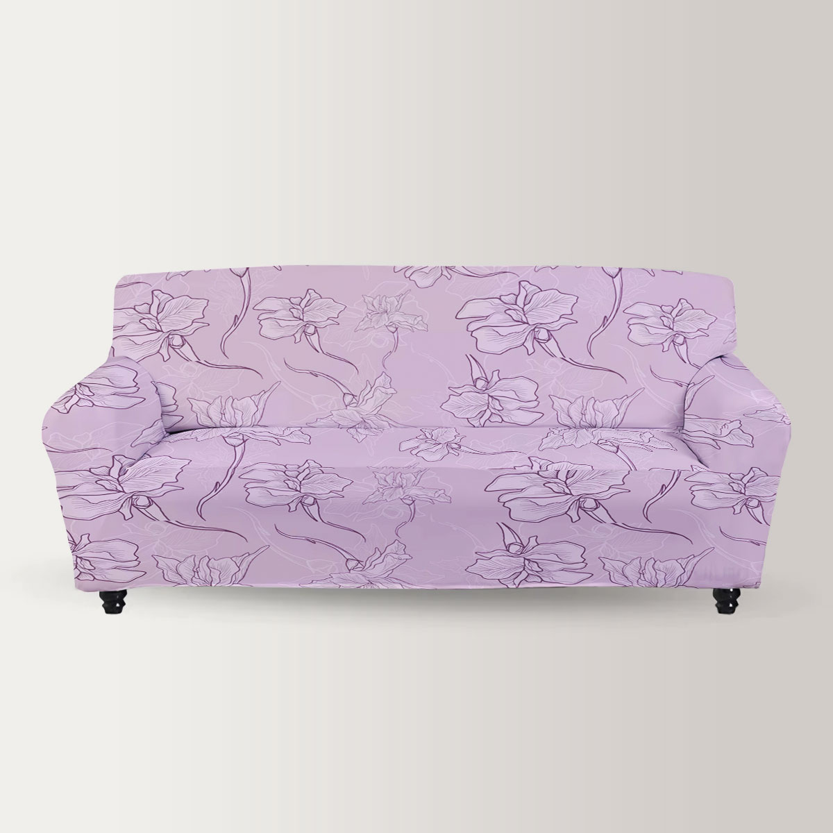 Pink Iris Flowers Sofa Cover