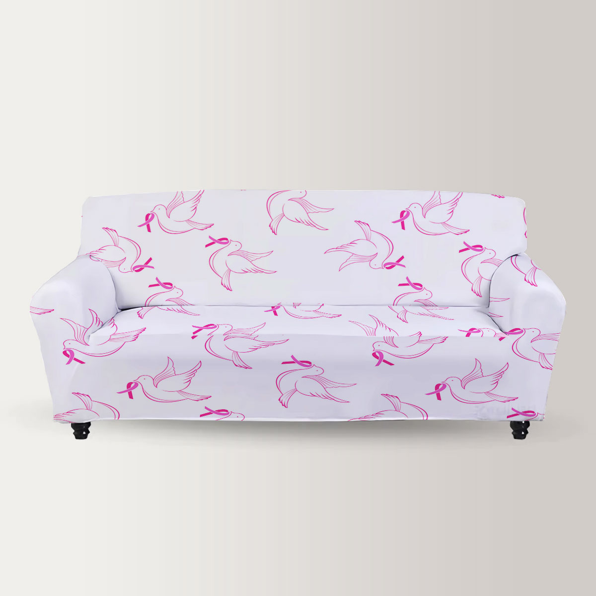 Pink Ribbon Flying Pigeon Sofa Cover