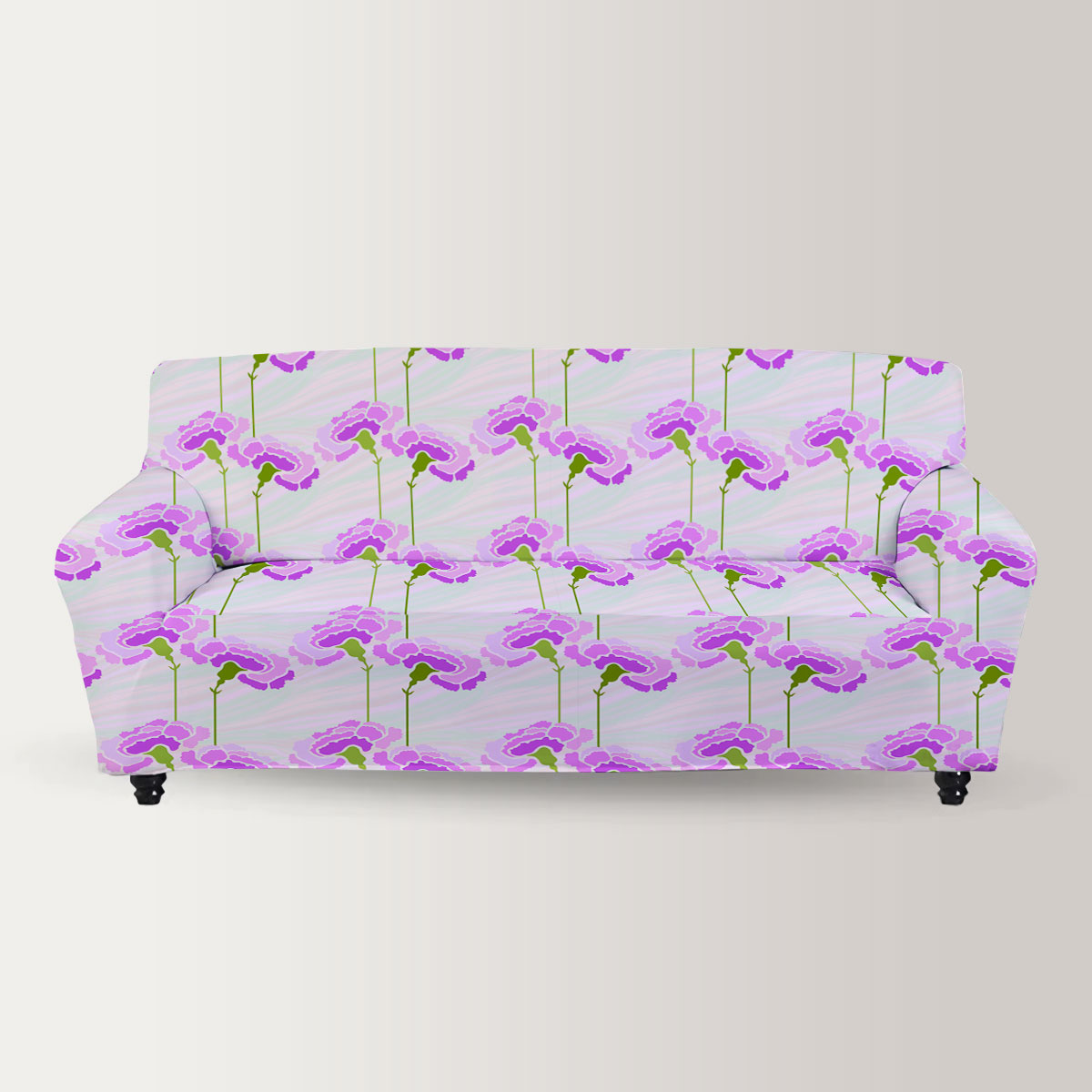 Purple Carnations Flower Sofa Cover