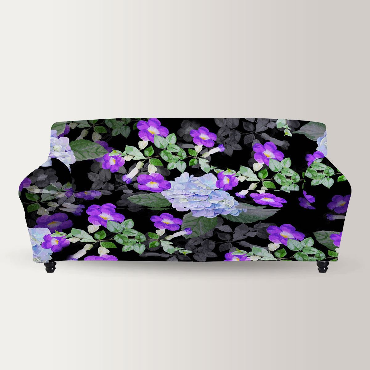 Purple Flower And Hydrangea Sofa Cover