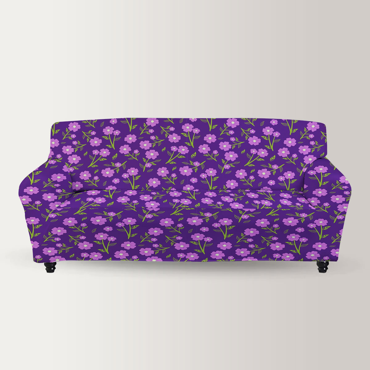 Purple Flower Vibe Seamless Pattern Sofa Cover