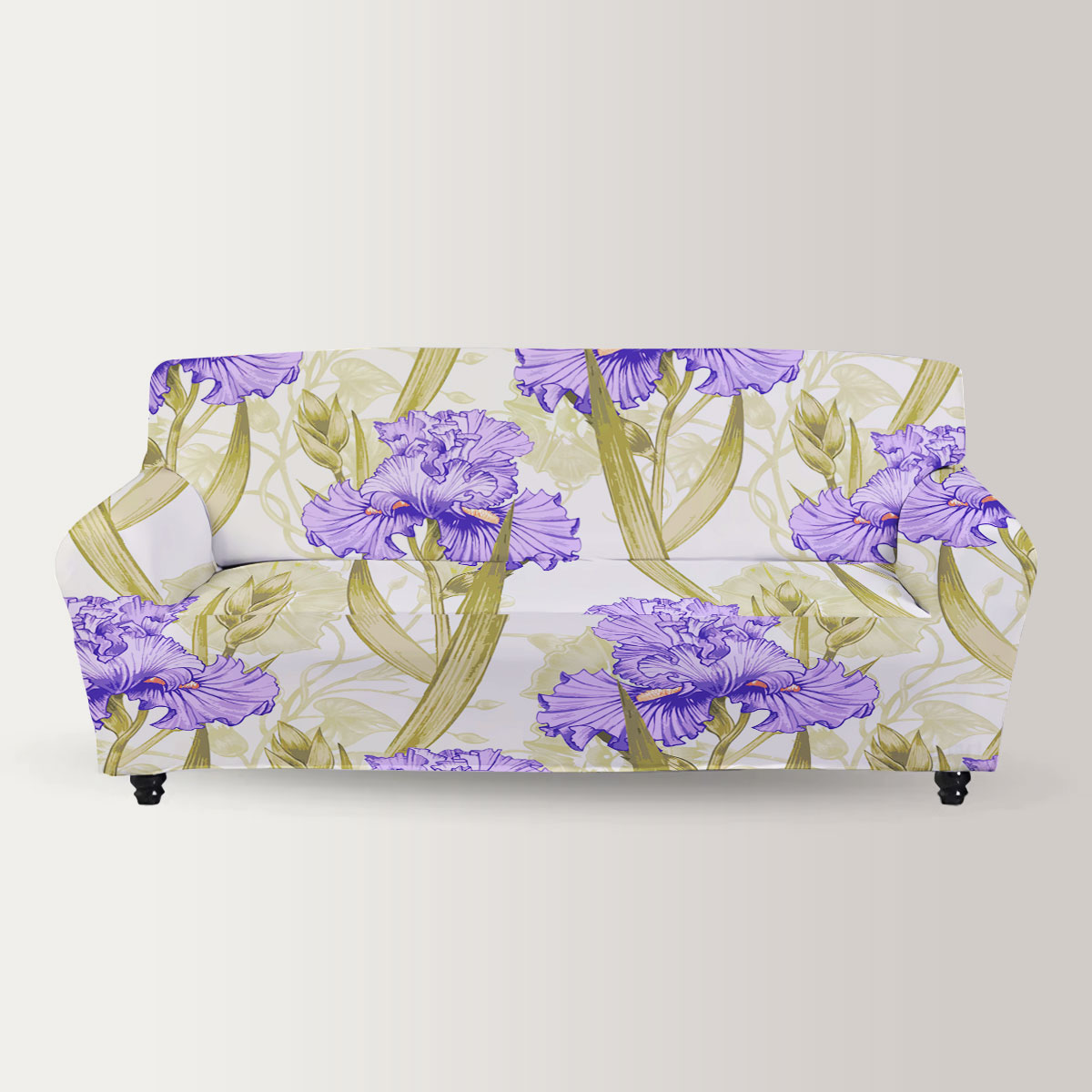 Purple Watercolor Iris Flower Sofa Cover