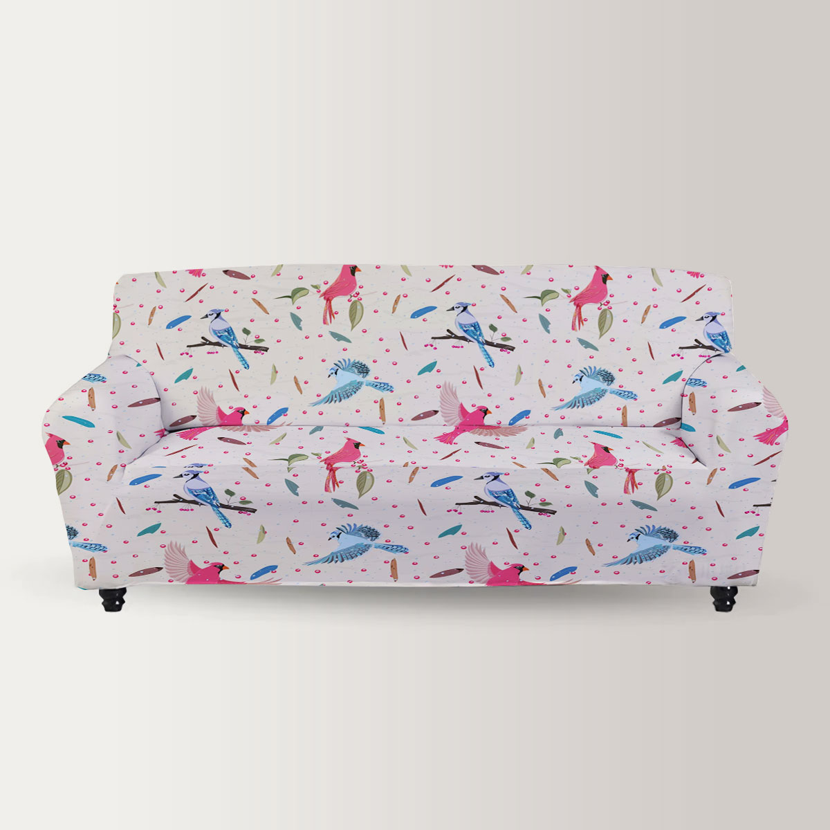 Red And Blue Cardinal Sofa Cover