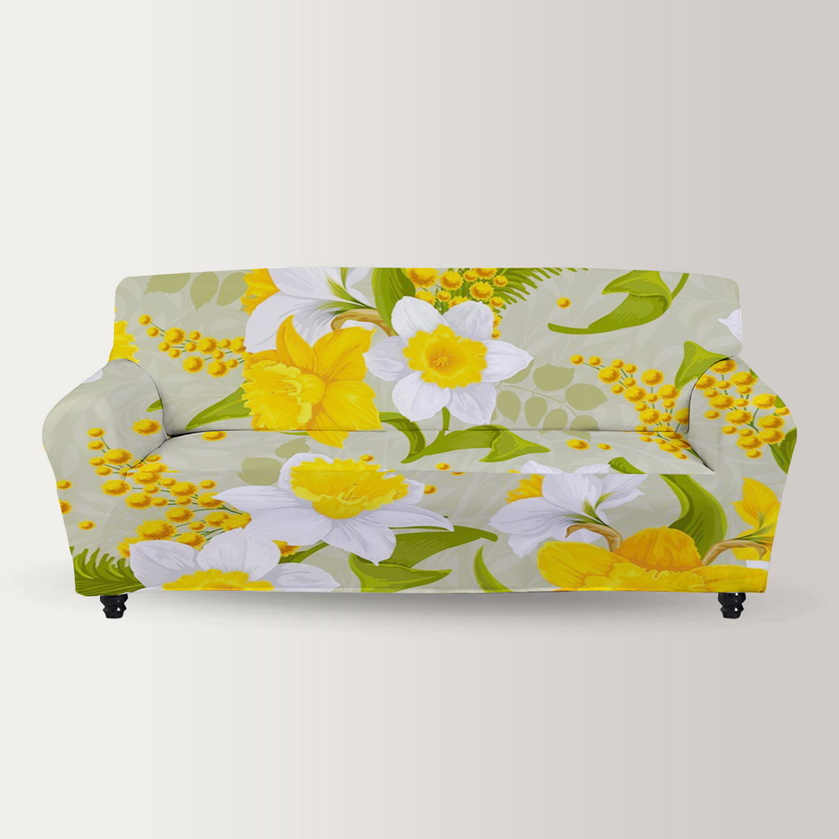 Retro Daffodils Flower Sofa Cover