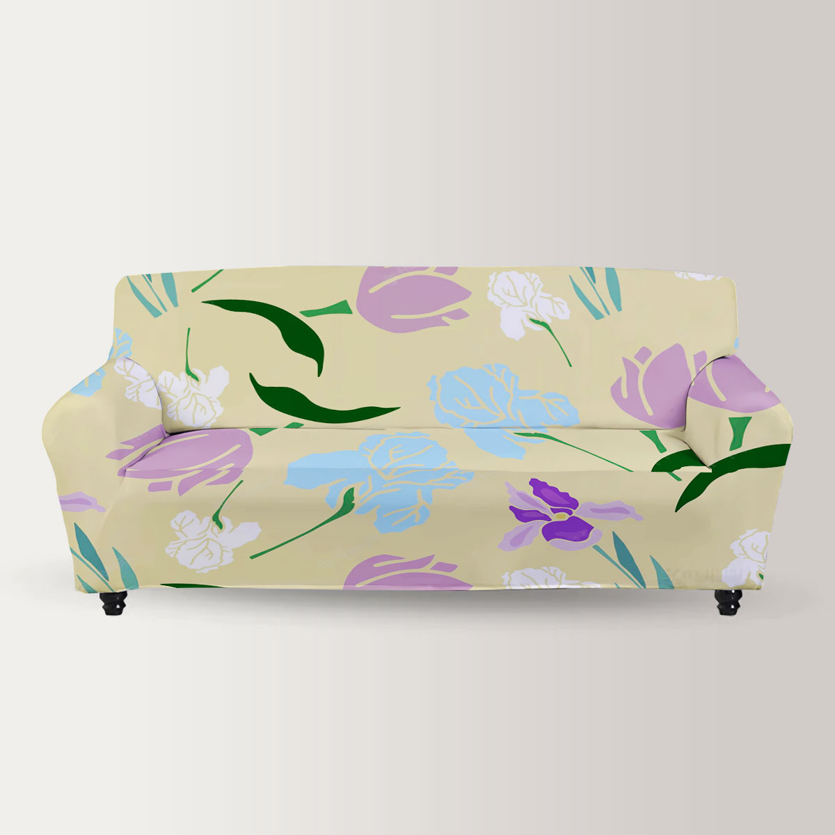 Spring Flowers Irises And Tulips Sofa Cover