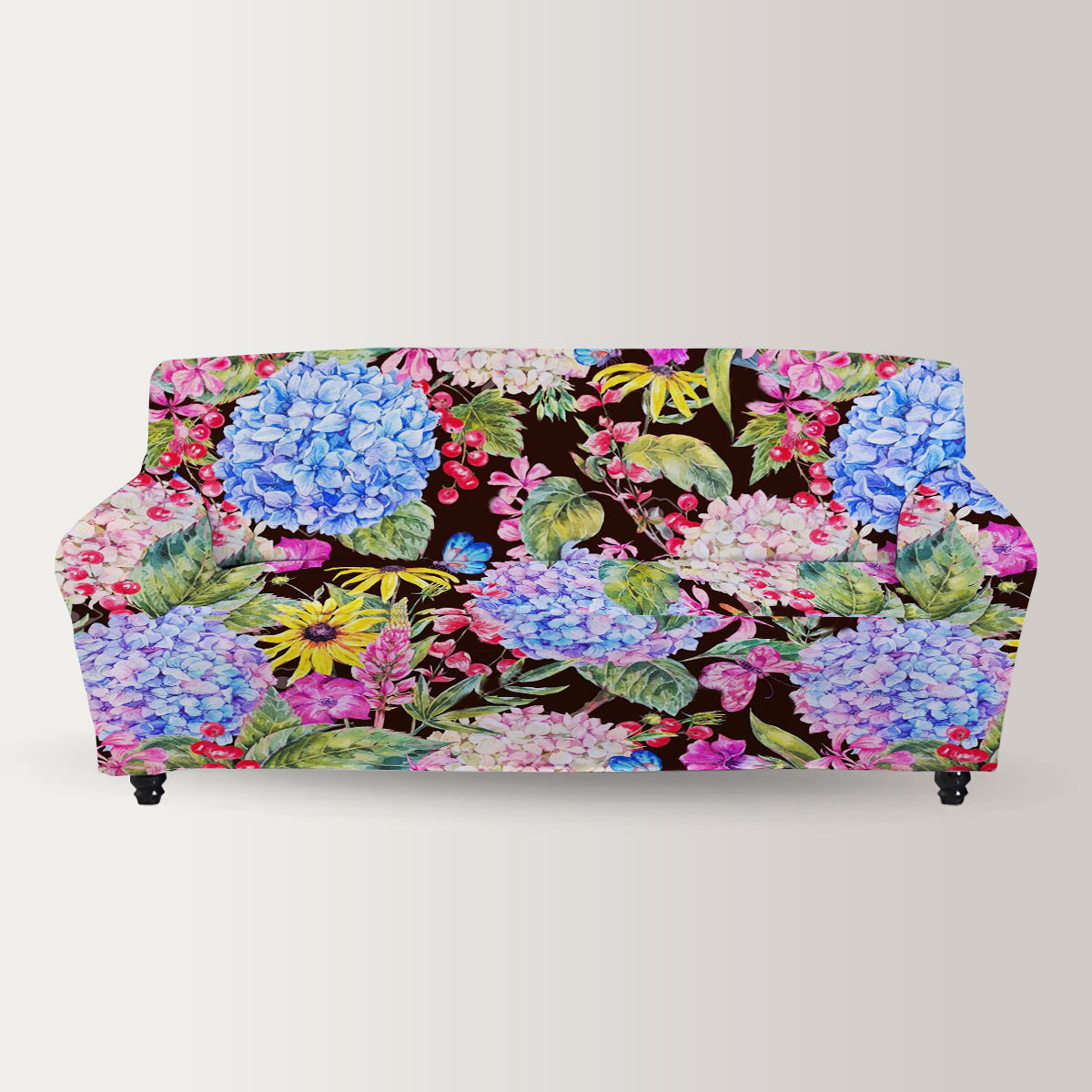 Summer Watercolor Vintage Floral Sofa Cover