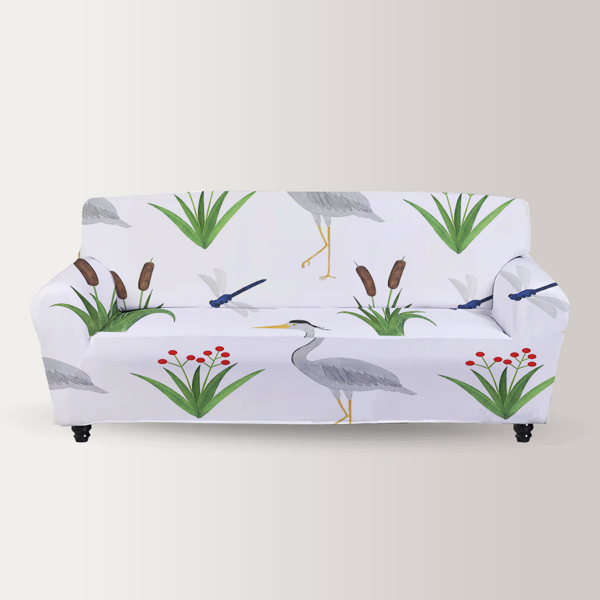 Tropical Heron Cartoon Sofa Cover