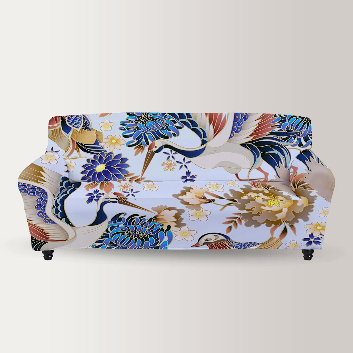 Vintage Heron And Flower Sofa Cover