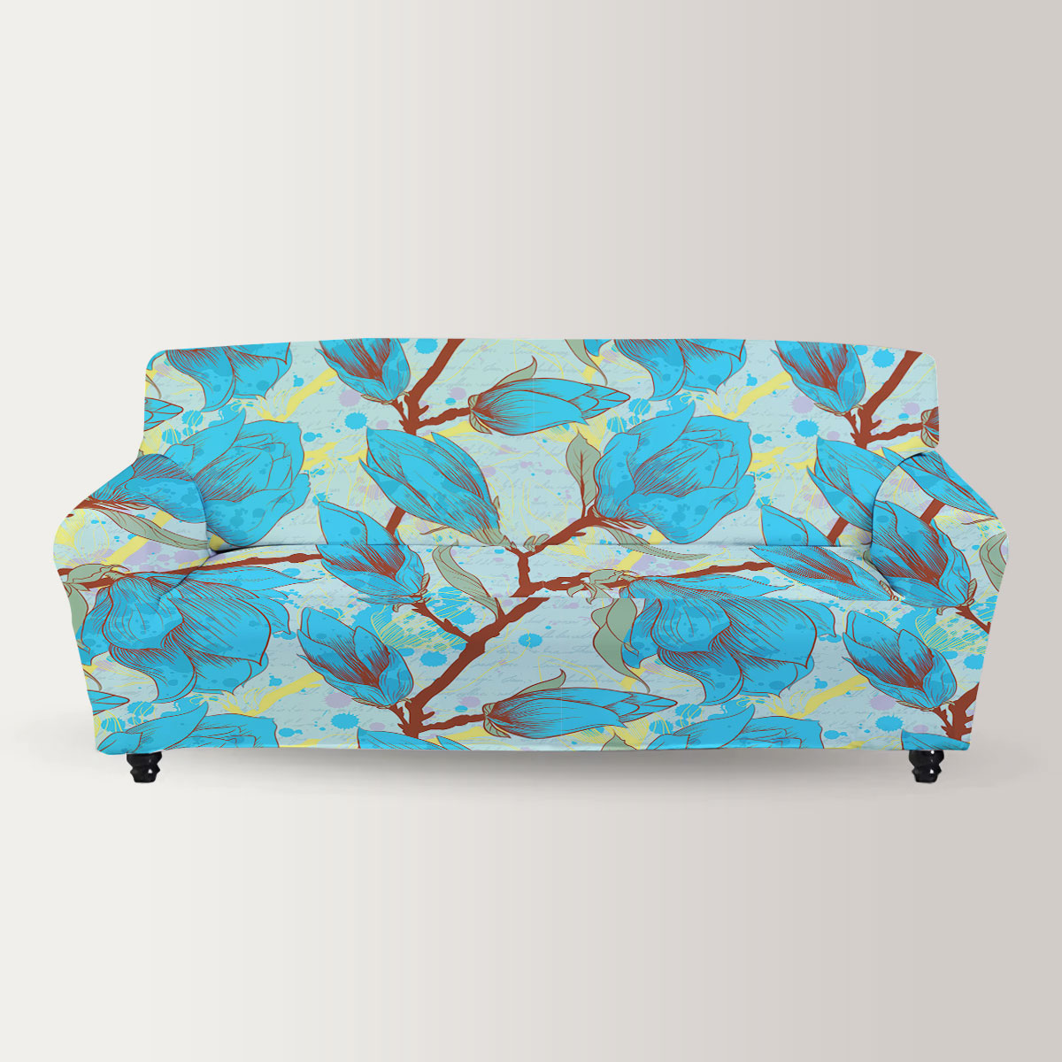 Vintage Seamless Pattern With Magnolia Sofa Cover