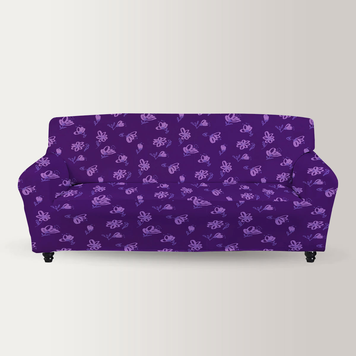 Vintage Violet Floral Seamless Pattern Sofa Cover