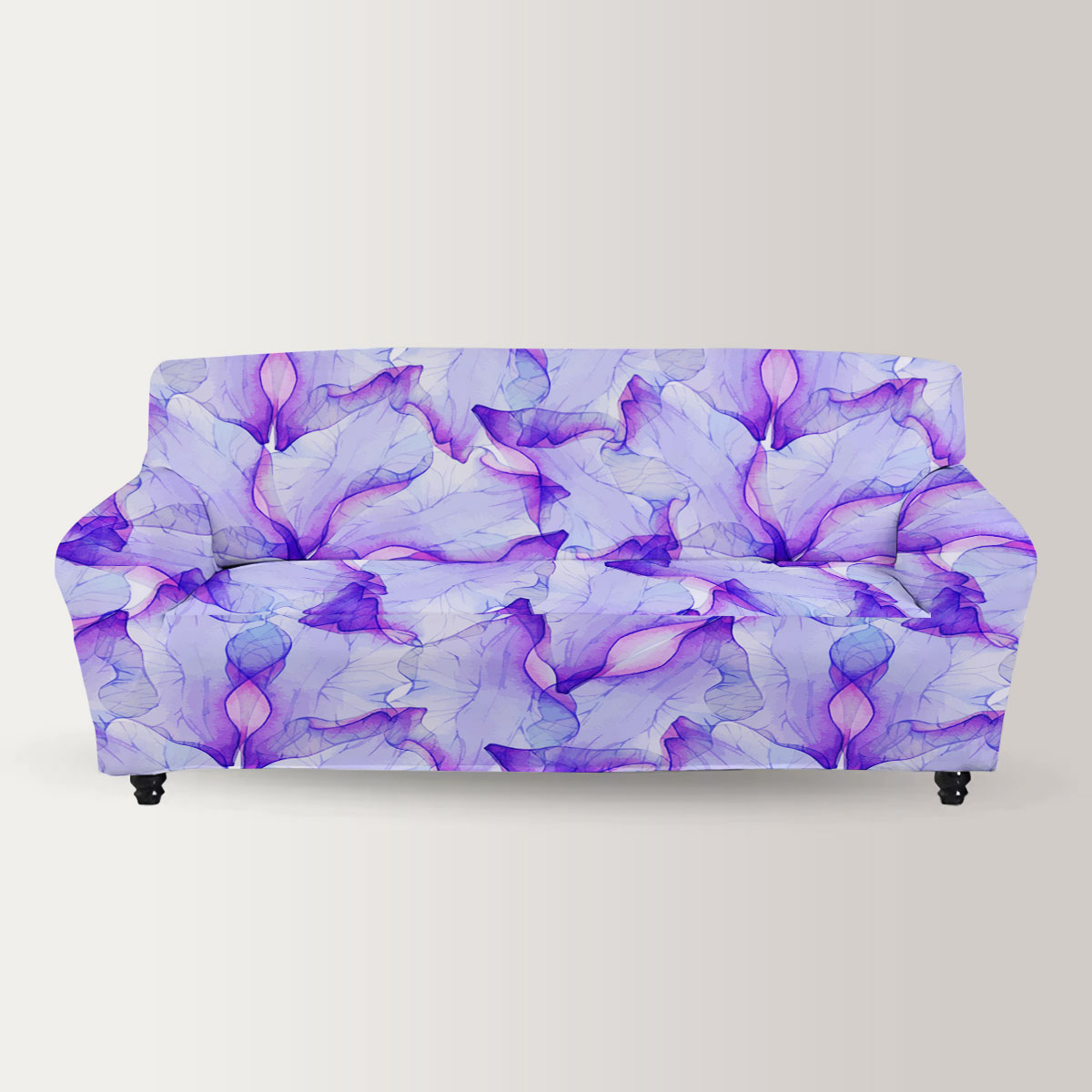 Watercolor Seamless Pattern With Purple Flower Sofa Cover