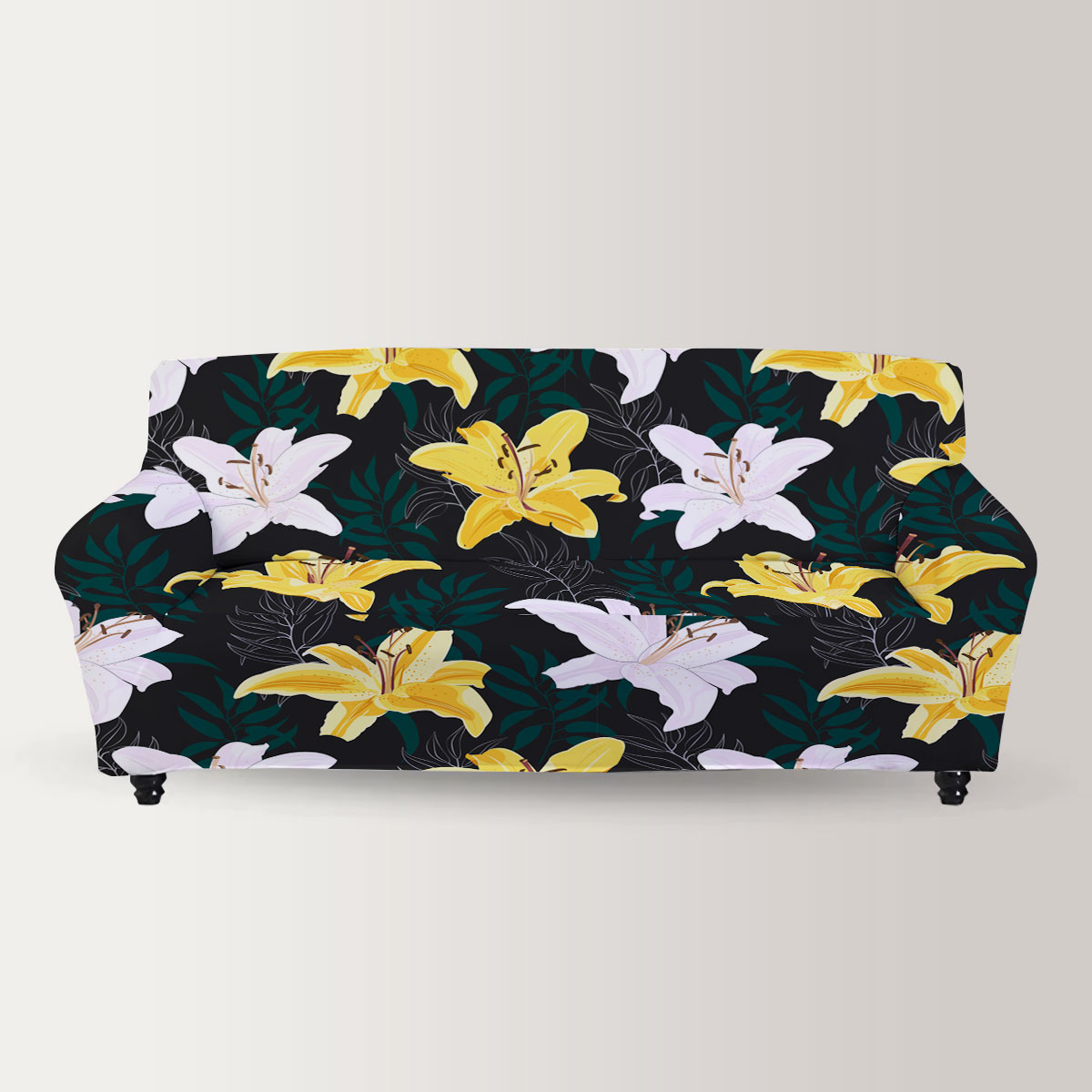 Yellow And White Lily Flowers Sofa Cover