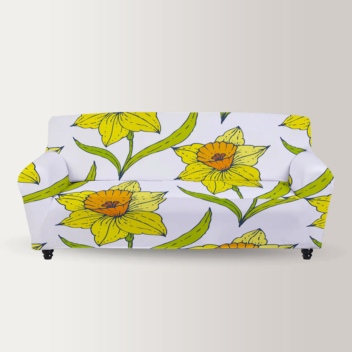 Yellow Daffodils Flowers Sofa Cover