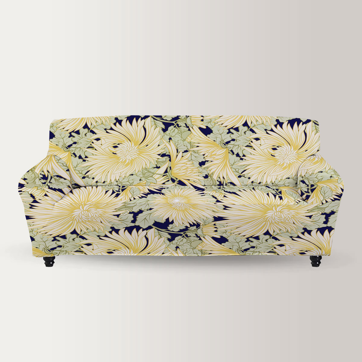Yellow Japanese Chrysanthemum Sofa Cover