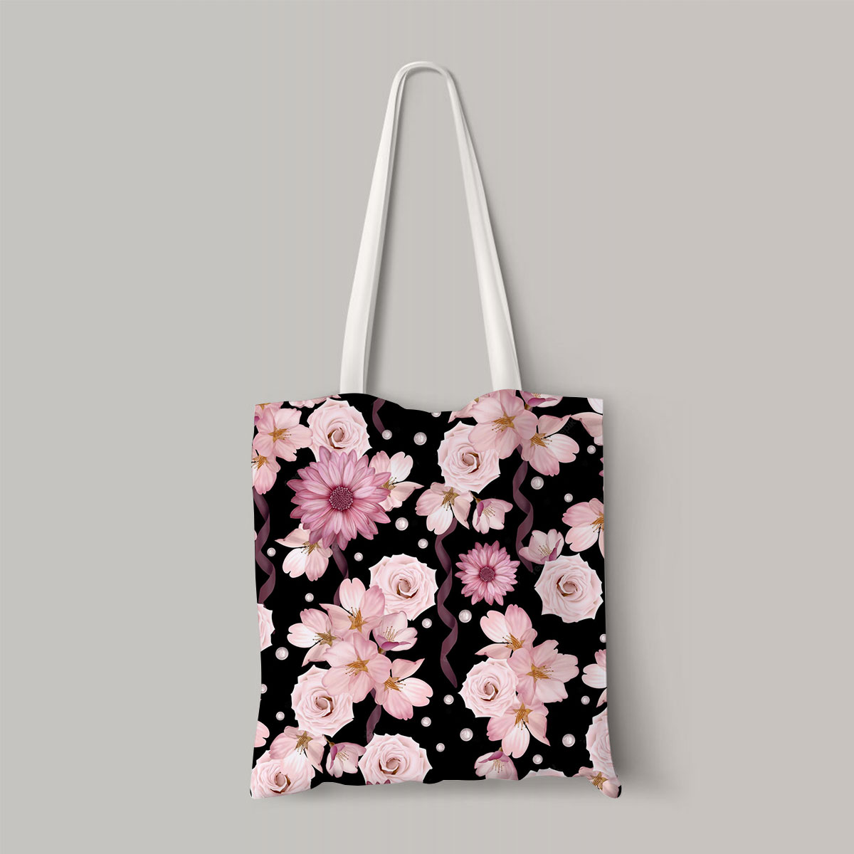 Beautiful Seamless Pattern With Roses And Chrysanthemum Totebag