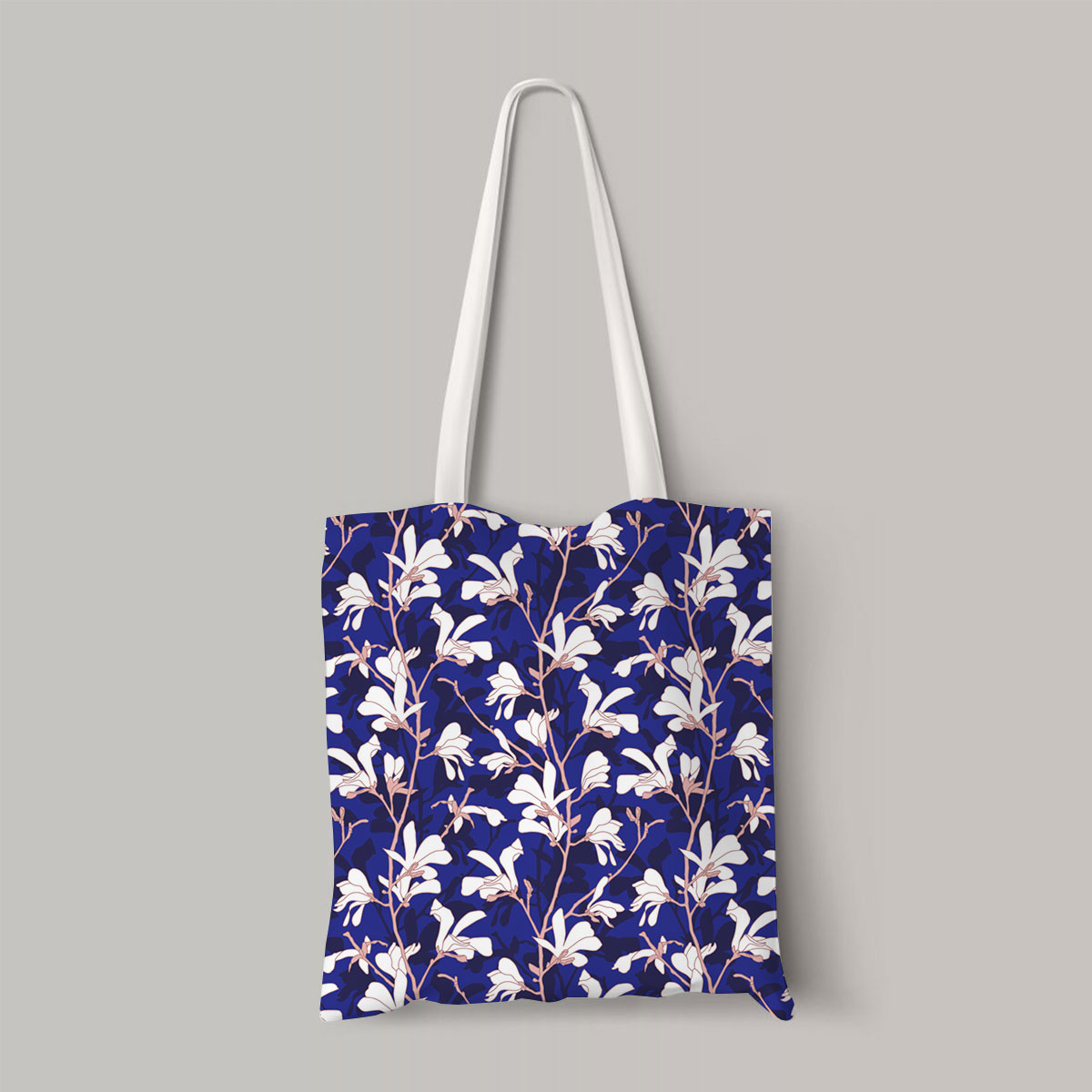 Blue Floral Background With White Magnolia Flower Totebag
