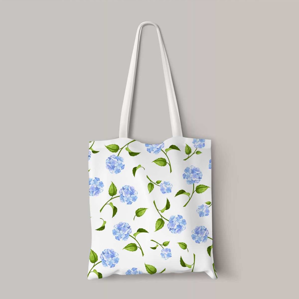 Blue Hydrangea Flowers On A White Background Totebag