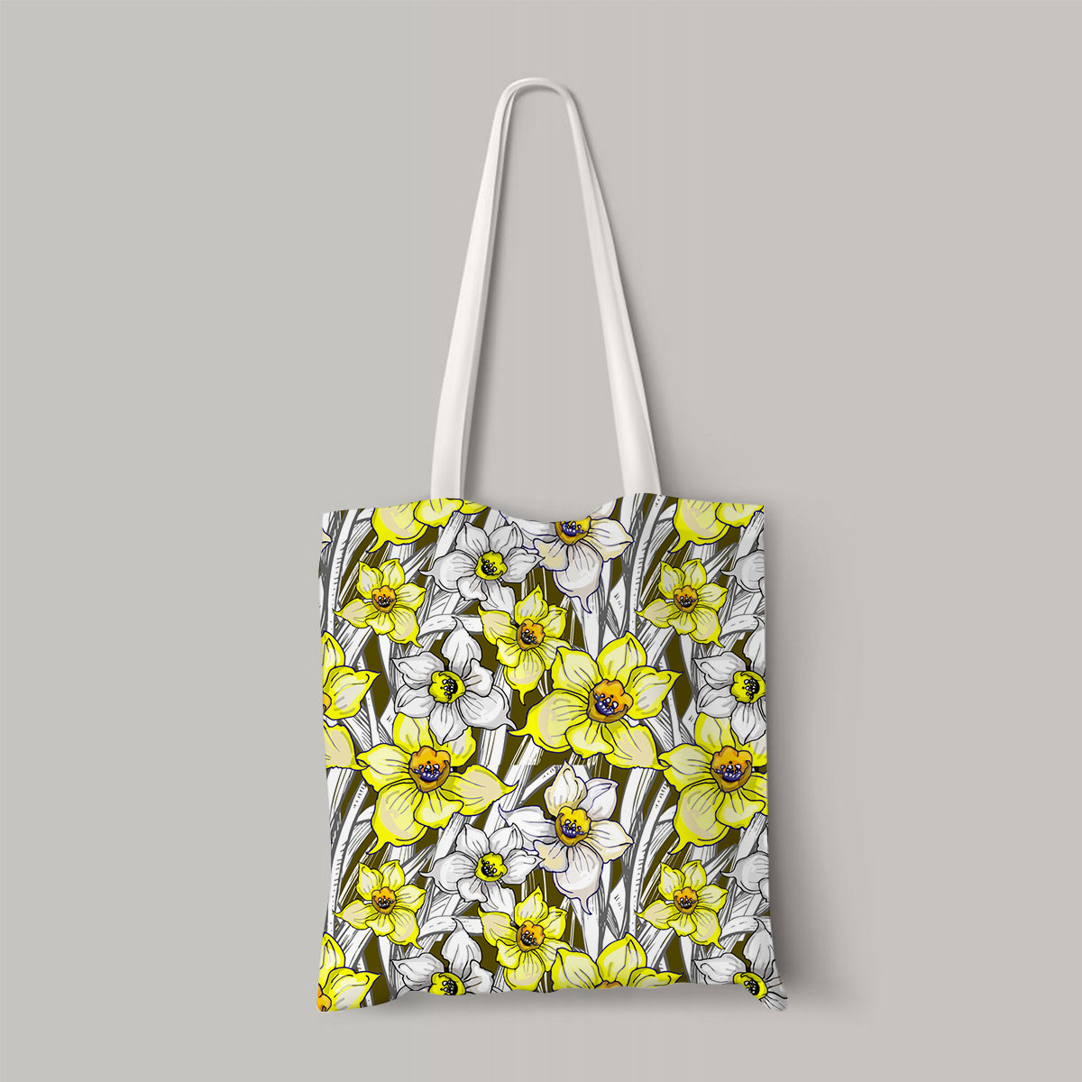 Botanical With Flowers Of Narcissus Daffodil Totebag