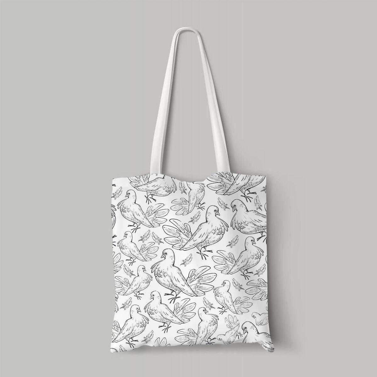 Draw Feather Pigeon Totebag