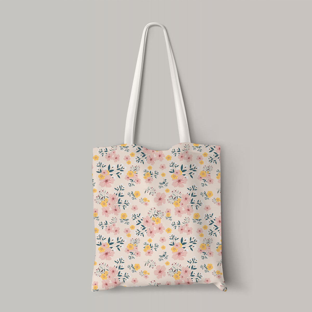 Pink And Yellow Flower Seamless Pattern Totebag