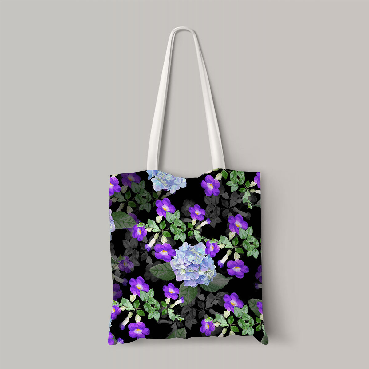Purple Flower And Hydrangea Totebag