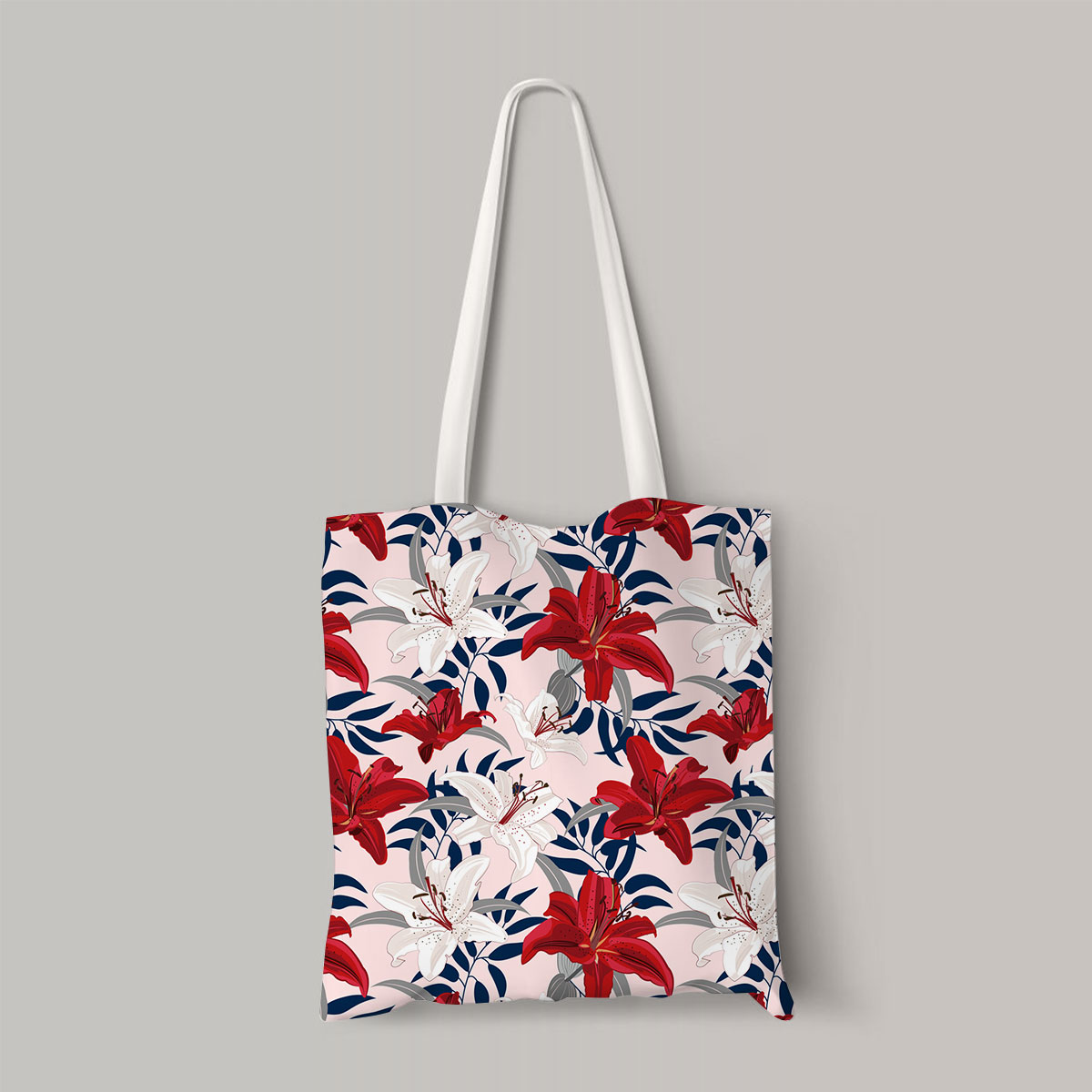 Red And White Lily Flowers Totebag