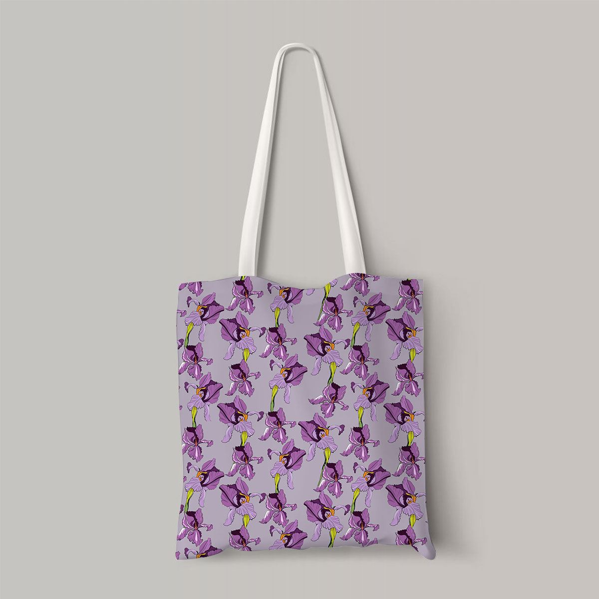 Seamless Pattern With Purple Iris Flowers Totebag