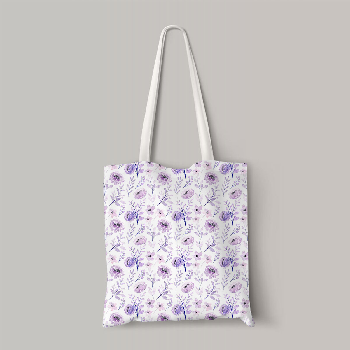 Soft Purple Floral Seamless Pattern Totebag