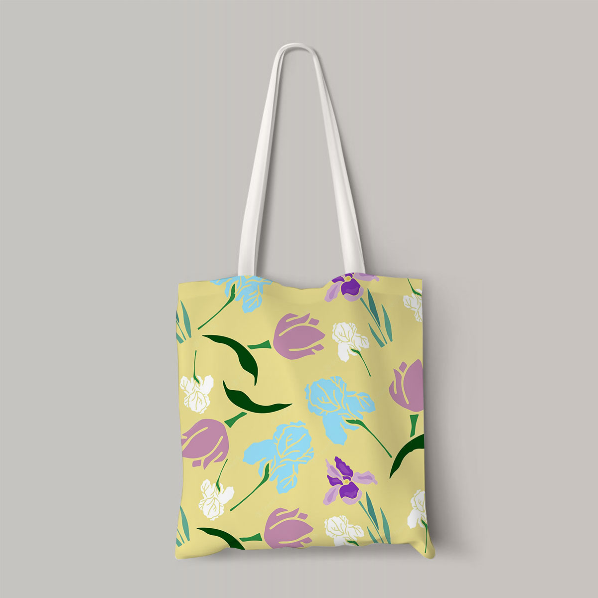 Spring Flowers Irises And Tulips Totebag