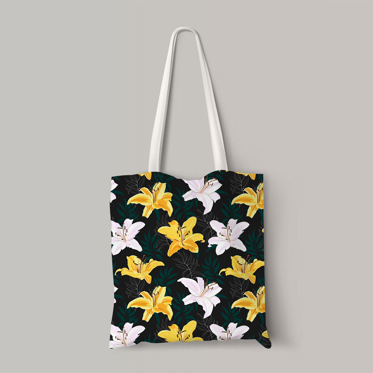 Yellow And White Lily Flowers Totebag