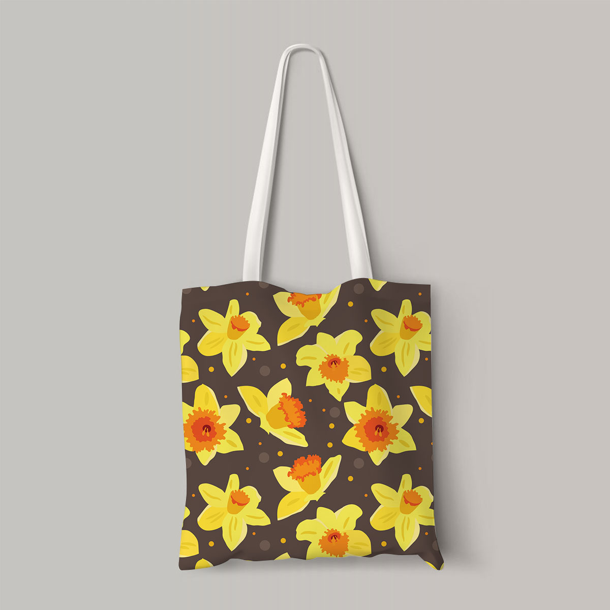 Yellow Daffodils On Brown Background Totebag