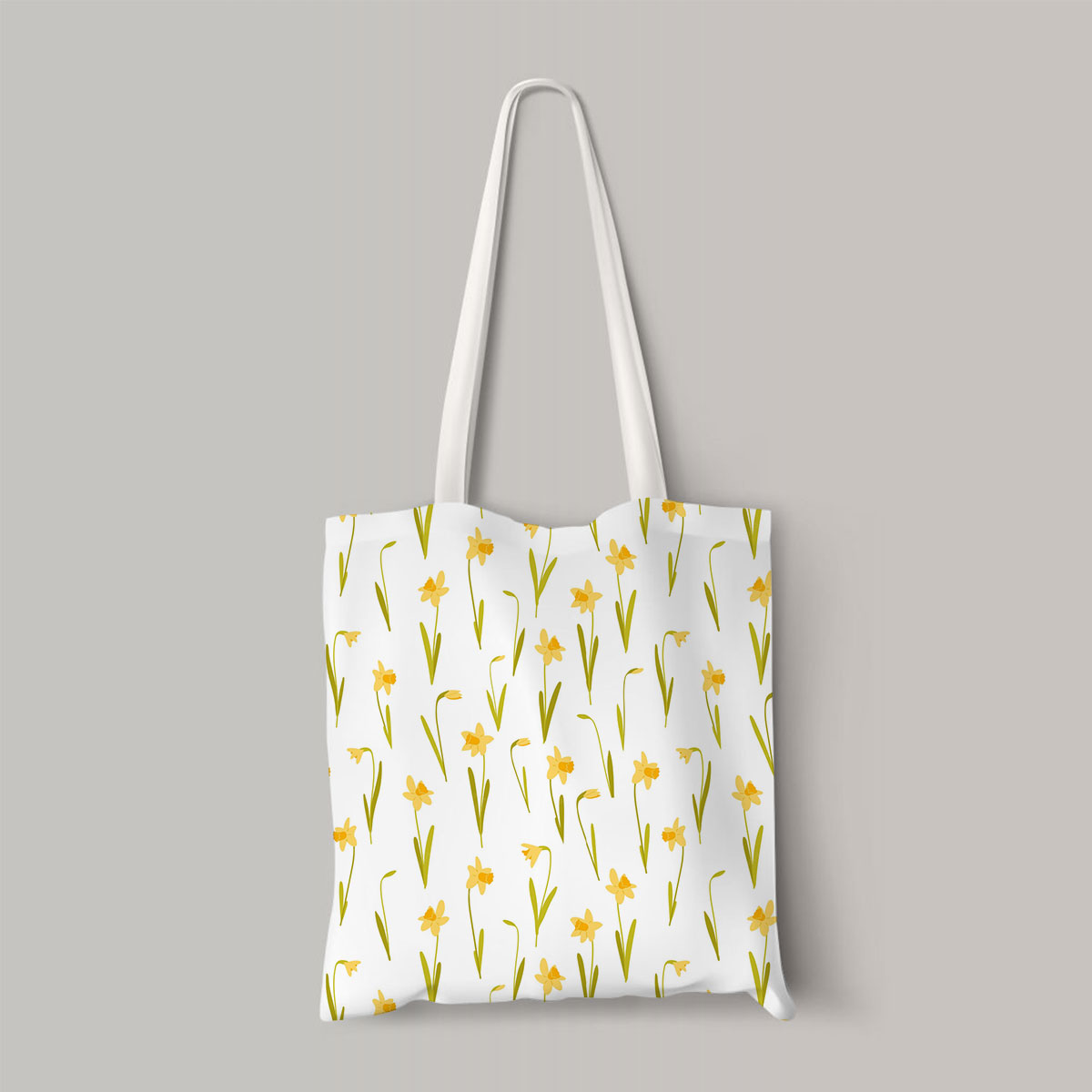 Yellow Daffodils On White Background Totebag