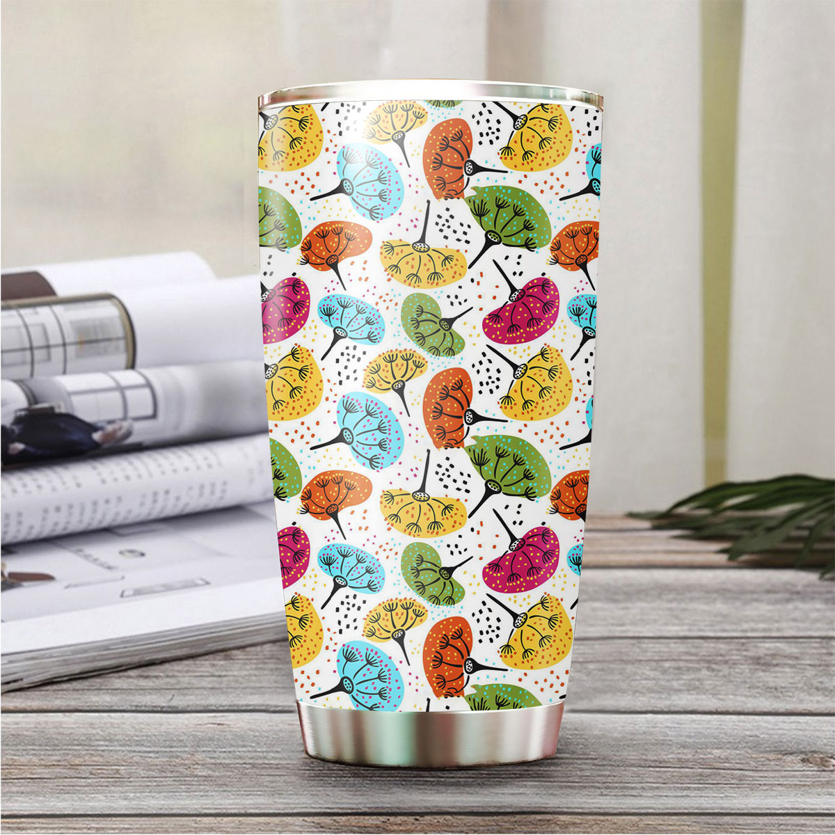Abstract Colorful Dandelion Tumbler