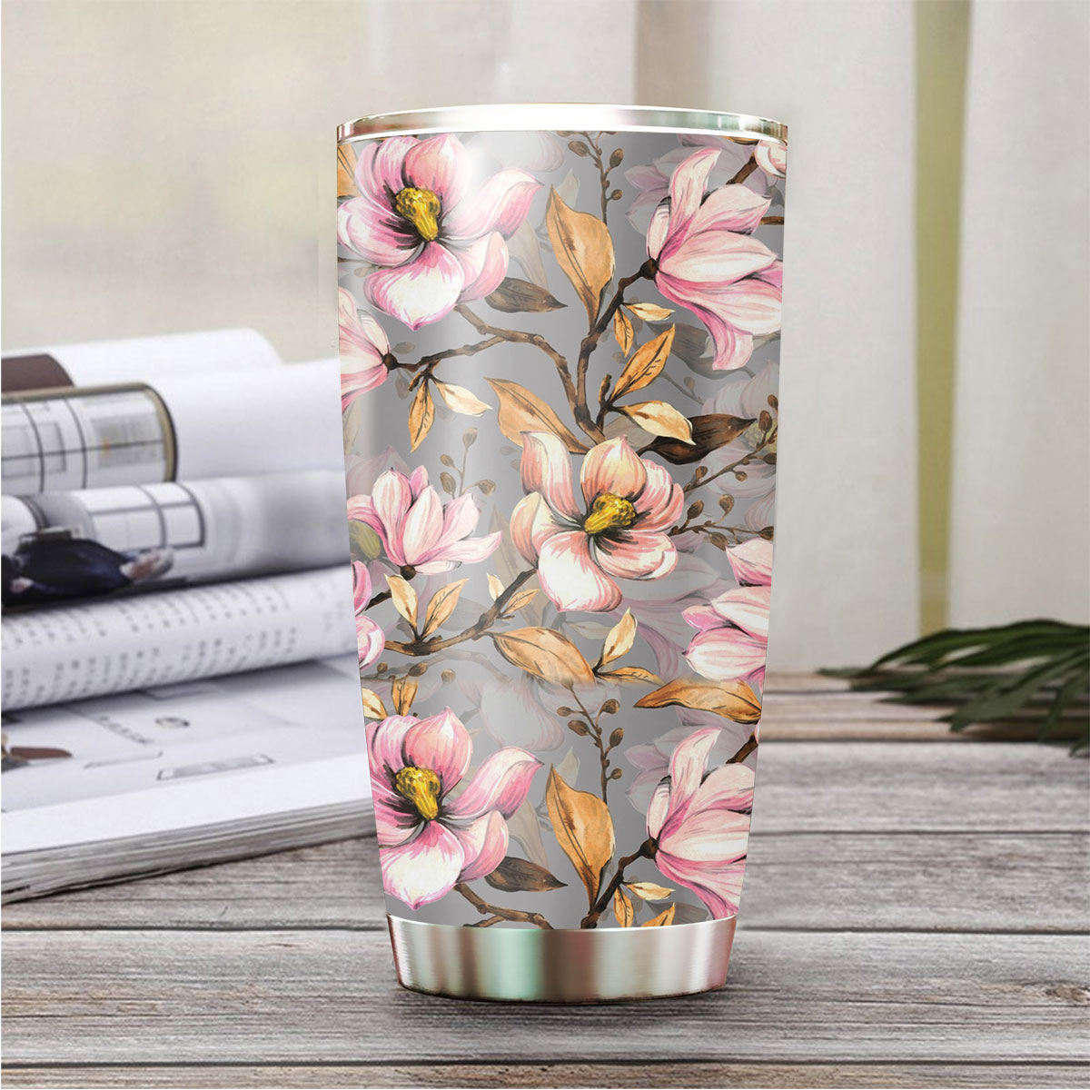 Abstract Magnolia Flowers Tumbler