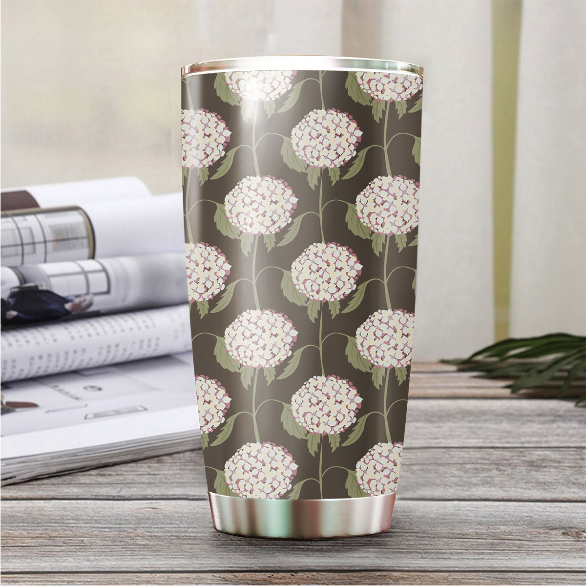 Abstract Nature With White Hydrangea Flowers Tumbler