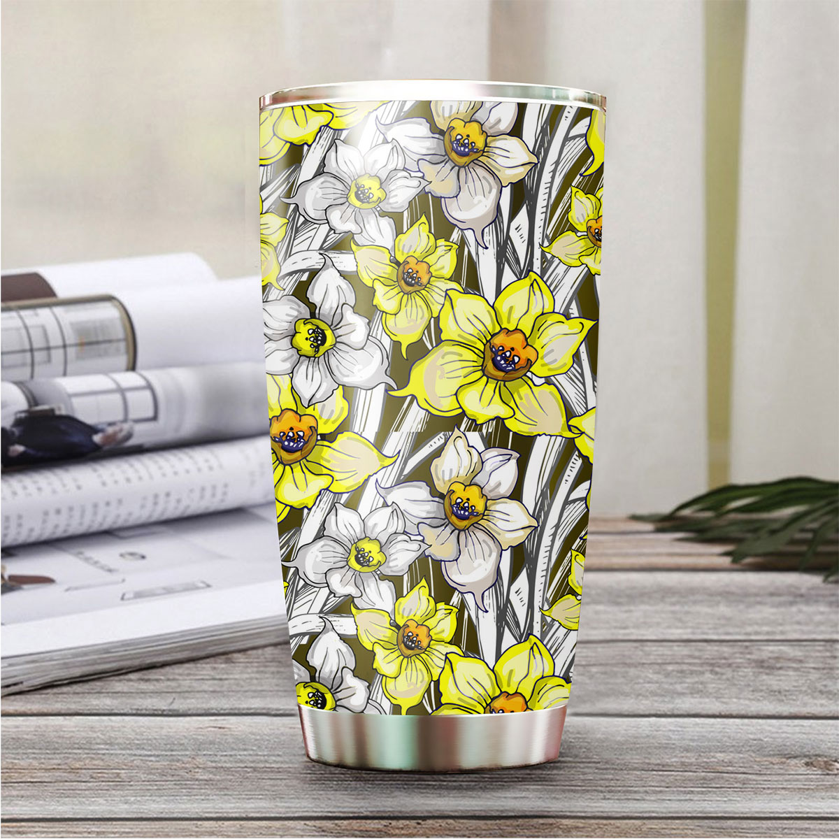 Botanical With Flowers Of Narcissus Daffodil Tumbler