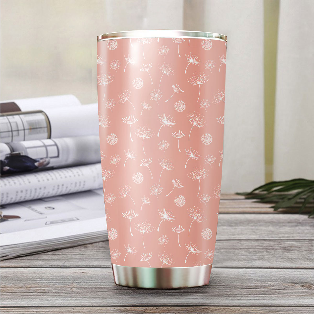 Dandelion On Pink  Background Tumbler