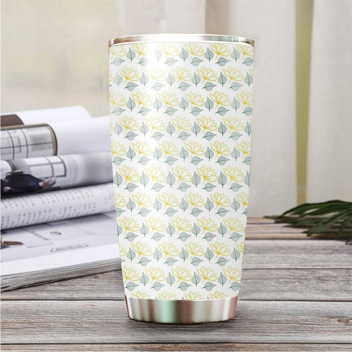 Magnolia With Leaves Seamless Pattern Tumbler