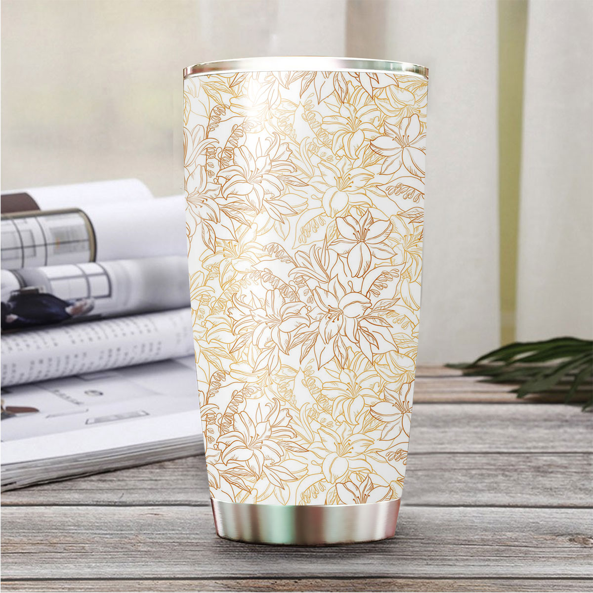 Seamless Pattern Lily Flowers Tumbler