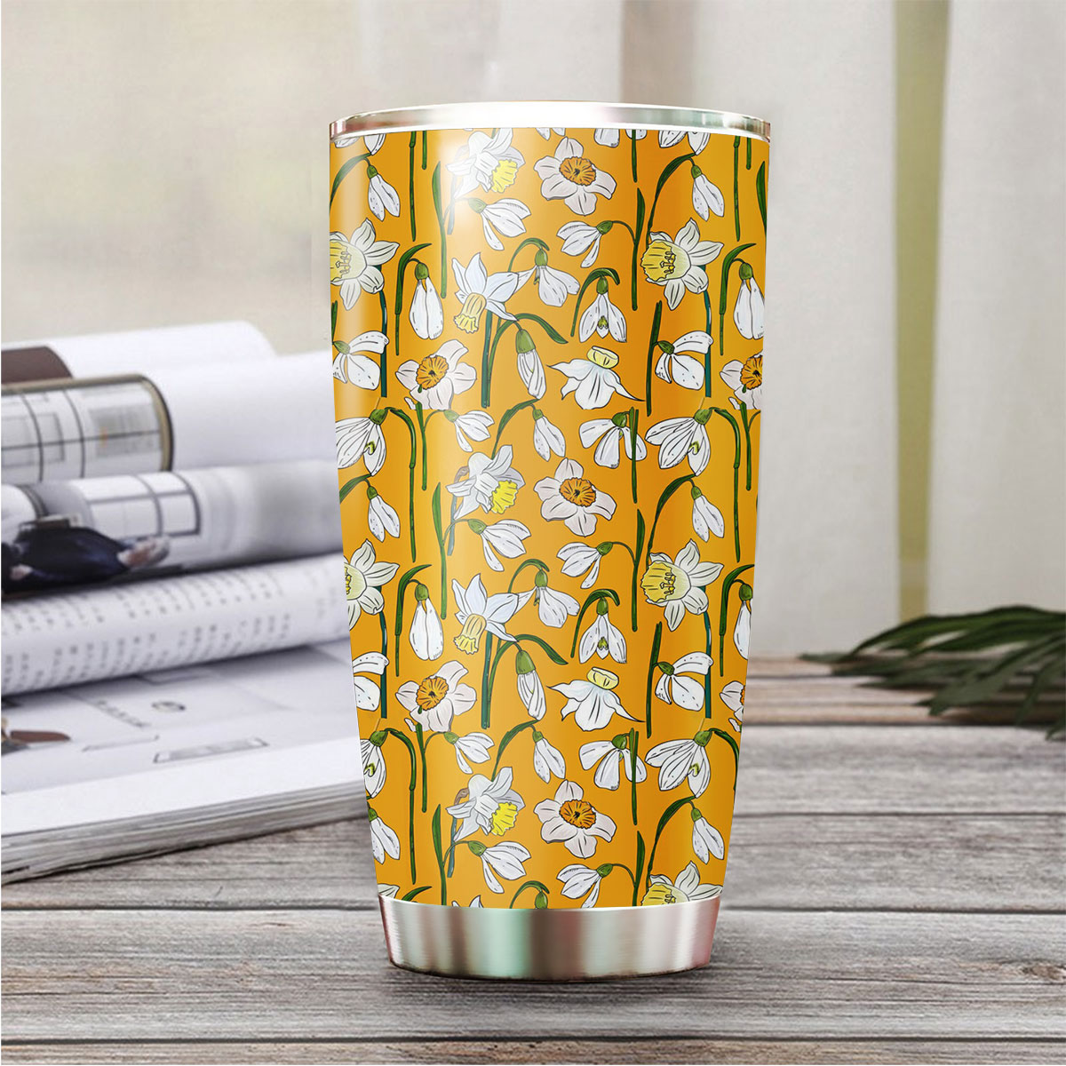 Snowdrops And Daffodils Seamless Pattern Tumbler