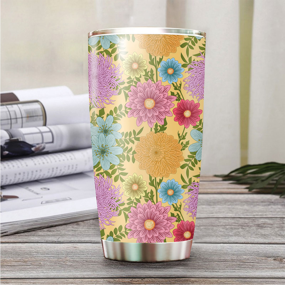 Summer Seamless Pattern With Daisy Chrysanthemum Tumbler