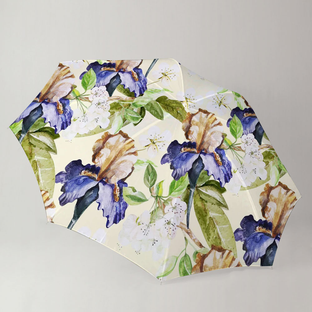 Abstract Purple Iris Flower Umbrella