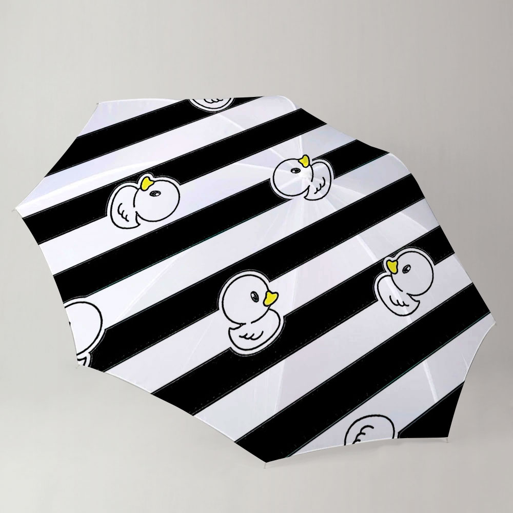 Black And White Duck Monogram Umbrella