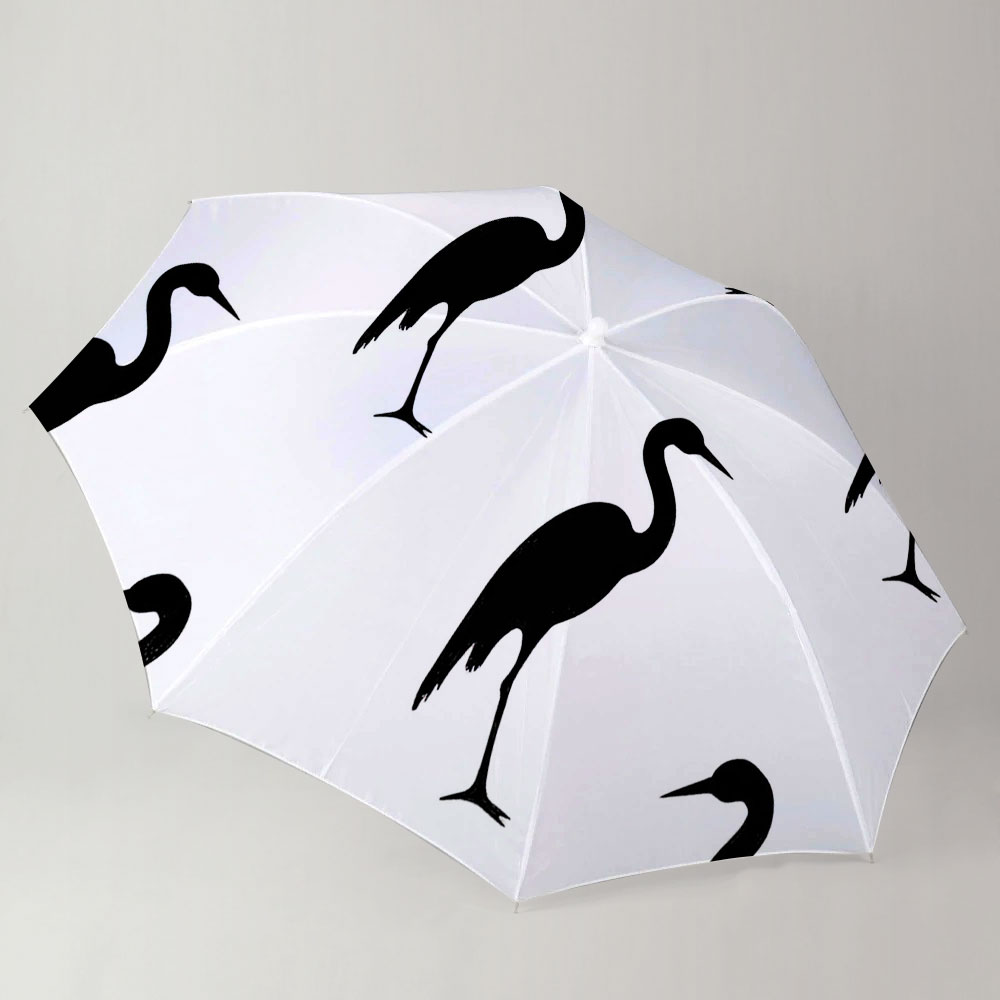 Black And White Heron Art Umbrella