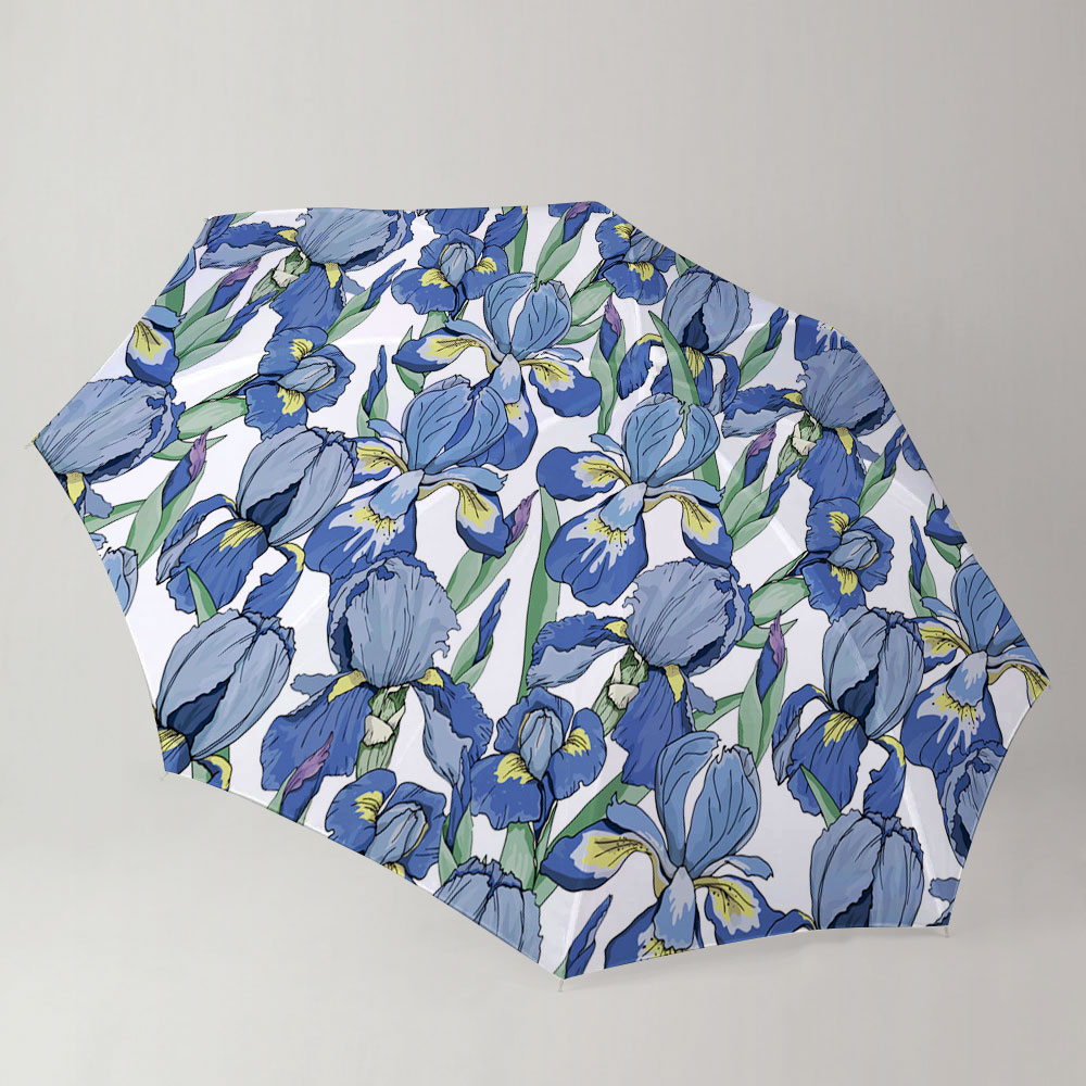 Blue Irises Flowers Umbrella