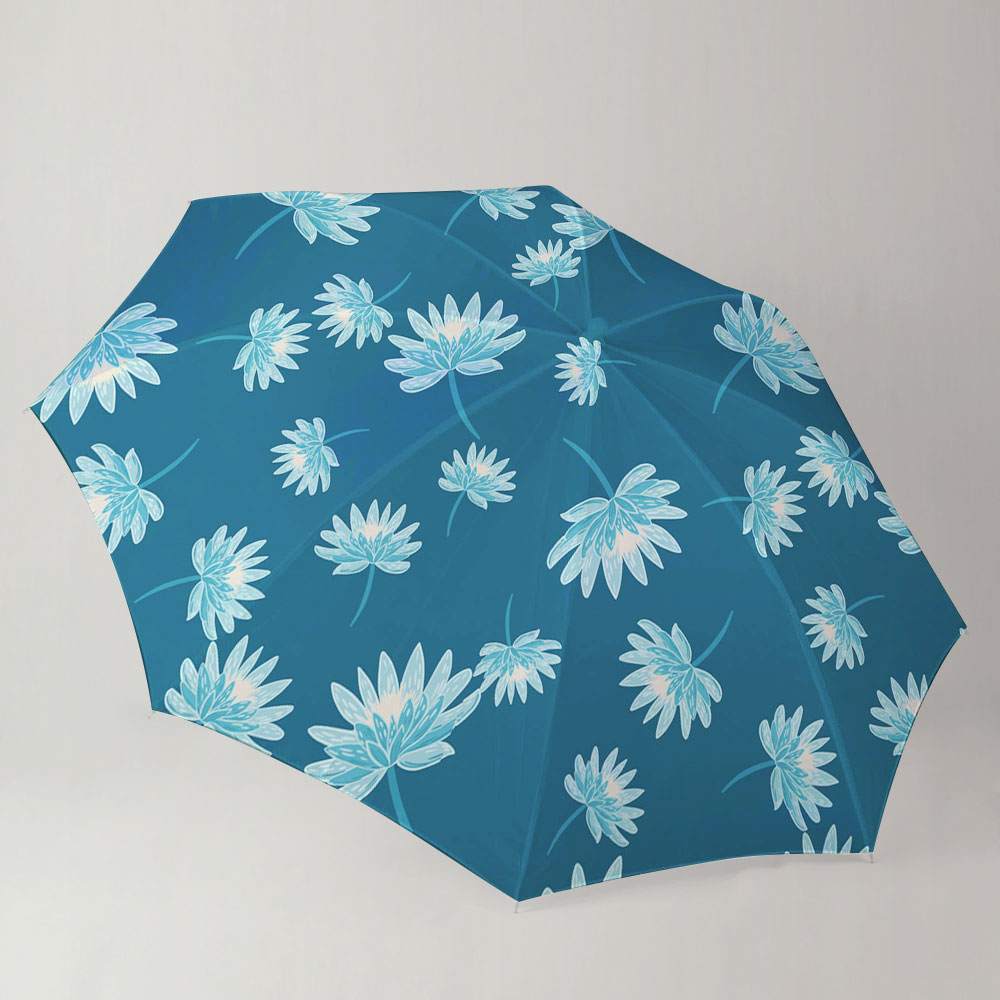 Blue Palette Chrysanthemum Flowers Umbrella